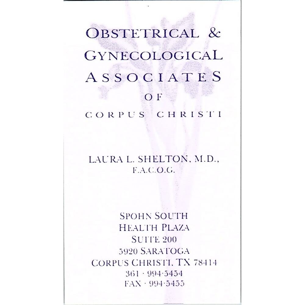 Obstetrical Associates of Corpus Christi Laura Shelton Business Card STK2-BC2-8